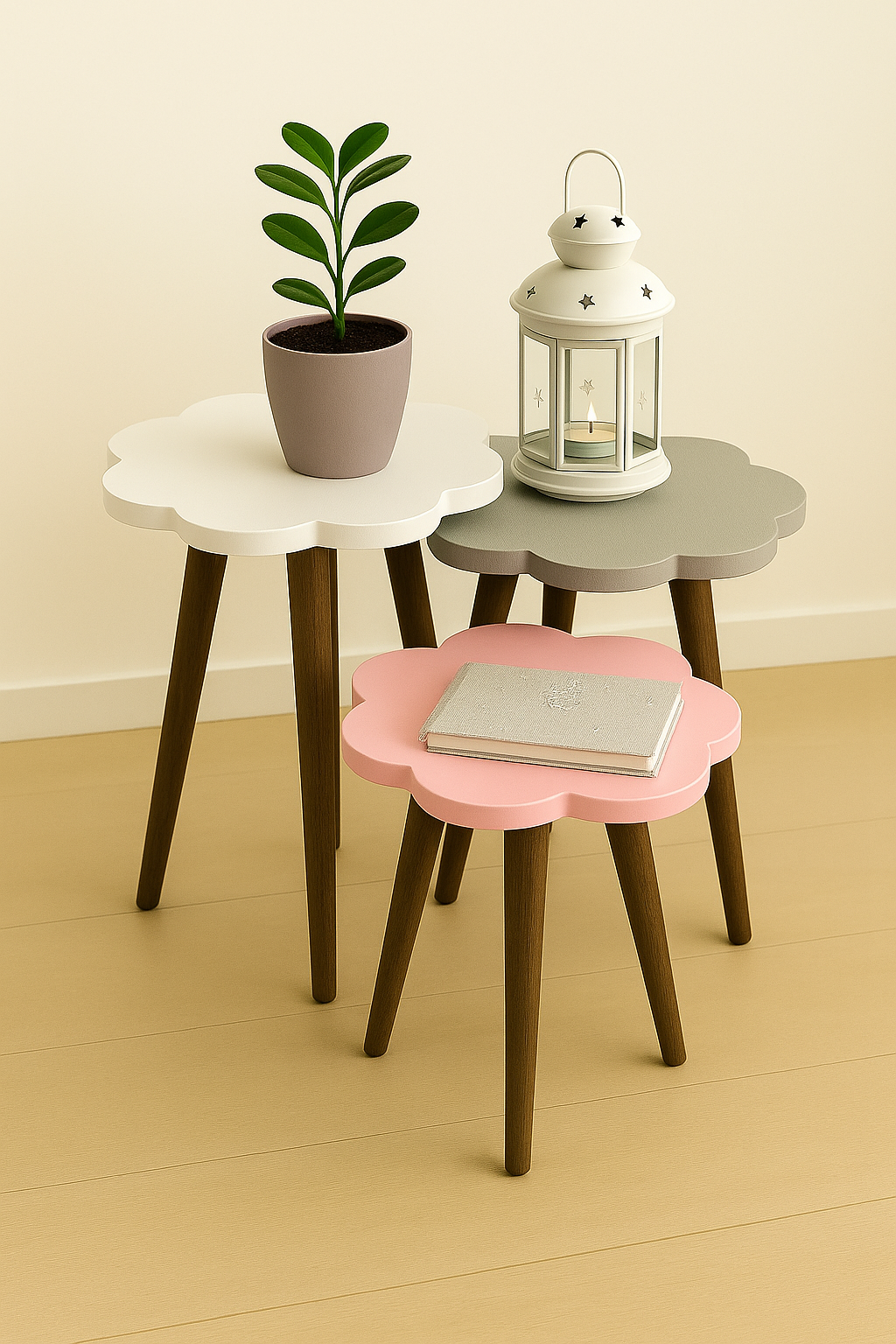 Marno flower\colored – 3 Side Tables Set