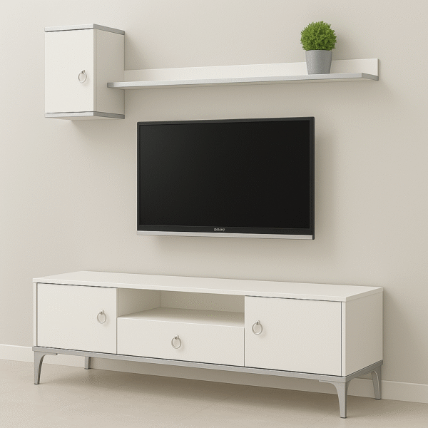 Nesto TV Console – with Wall Shelf and Cabinet Unit - Image 4