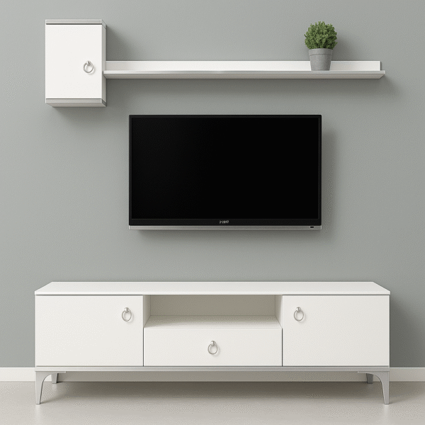 Nesto TV Console – with Wall Shelf and Cabinet Unit - Image 3