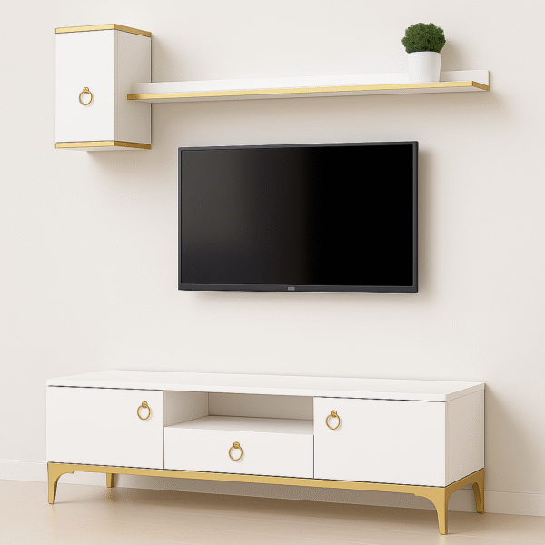 Nesto TV Console – with Wall Shelf and Cabinet Unit - Image 2