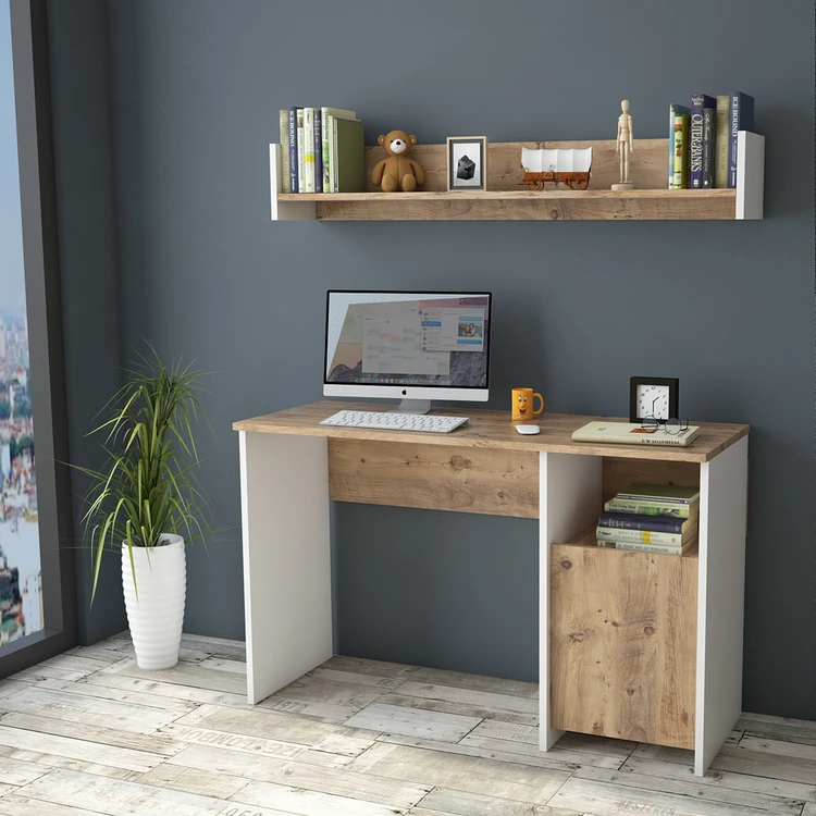 Desk & Wall Shelf Set