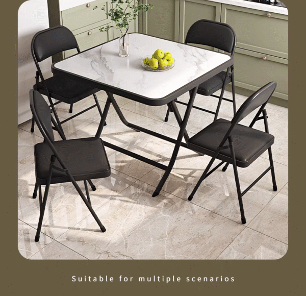 Folding Dining Table Set with 4 Chairs – Glass Top – Compact Design - Image 3