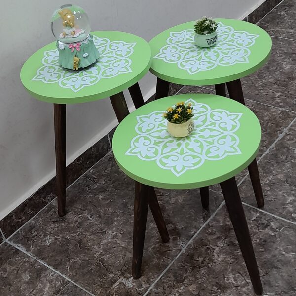 Marno – 3 Side Tables Set with Decorative Round Tops - Image 3