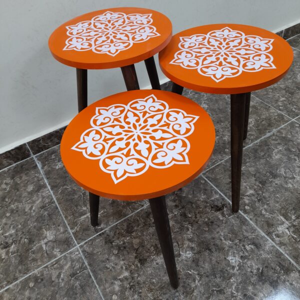 Marno – 3 Side Tables Set with Decorative Round Tops - Image 5