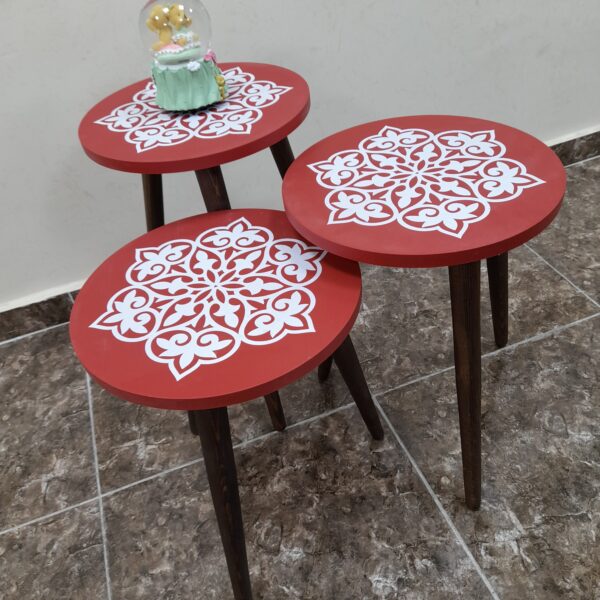 Marno – 3 Side Tables Set with Decorative Round Tops - Image 6