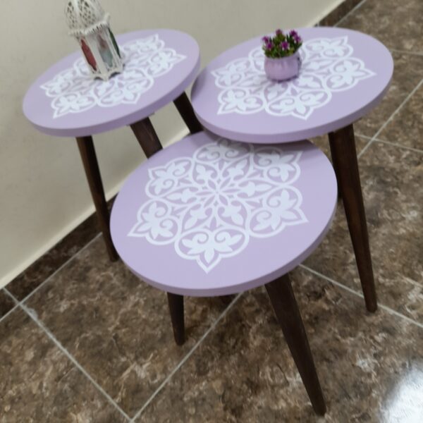 Marno – 3 Side Tables Set with Decorative Round Tops - Image 7