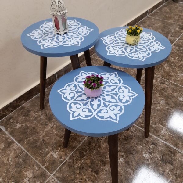 Marno – 3 Side Tables Set with Decorative Round Tops - Image 8