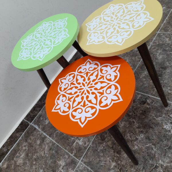 Marno – 3 Side Tables Set with Decorative Round Tops - Image 9