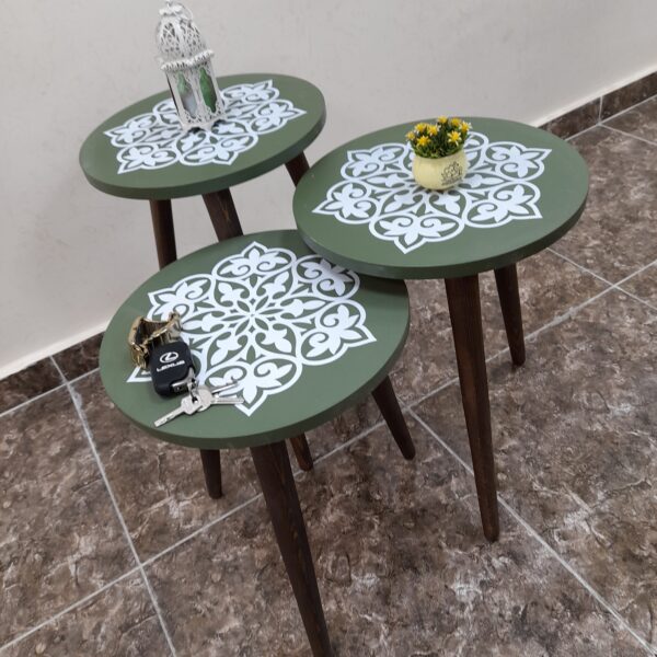 Marno – 3 Side Tables Set with Decorative Round Tops - Image 10