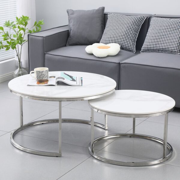 Chrome Frame Center or Side Tables – Glass or Marble Top - Image 20