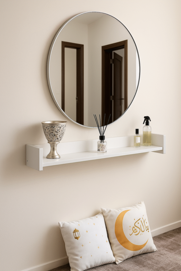 Mirror & Wall Shelf Set – White, Gold or Silver Frame - Image 4