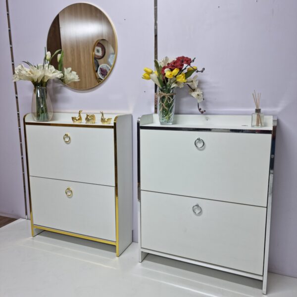 Modern Slim Shoe Cabinet with Mirror – Nesto - Image 5