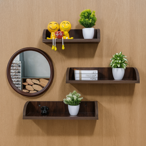 Wall Shelves with Mirror – 4 Pieces Set - Image 5