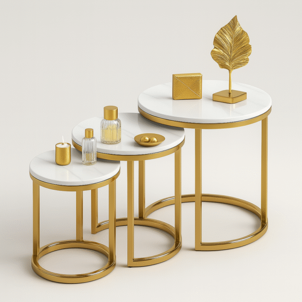 Chrome Frame Center or Side Tables – Glass or Marble Top - Image 7