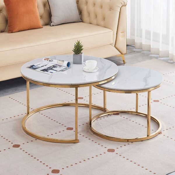 Chrome Frame Center or Side Tables – Glass or Marble Top - Image 8