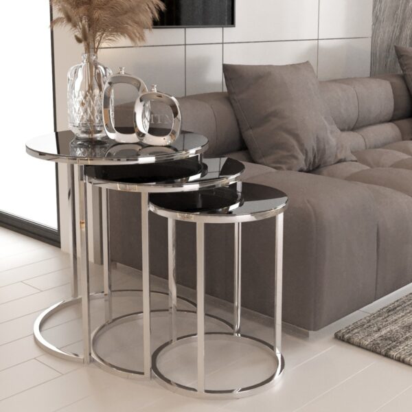 Chrome Frame Center or Side Tables – Glass or Marble Top - Image 15