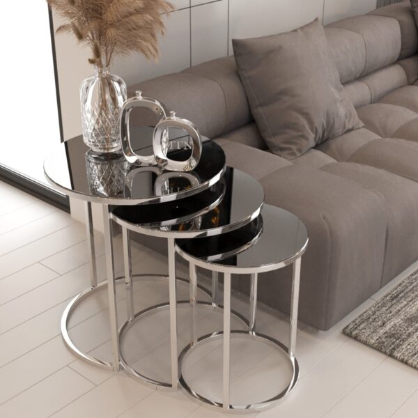 Chrome Frame Center or Side Tables – Glass or Marble Top - Image 5