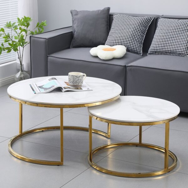 Chrome Frame Center or Side Tables – Glass or Marble Top - Image 14