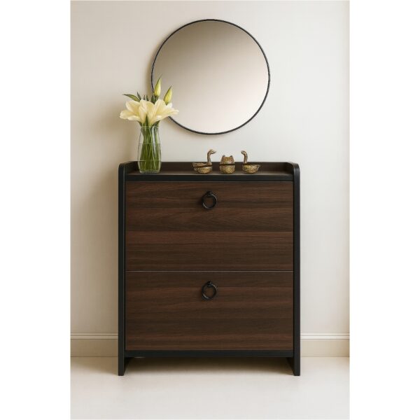 Modern Slim Shoe Cabinet with Mirror – Nesto - Image 3