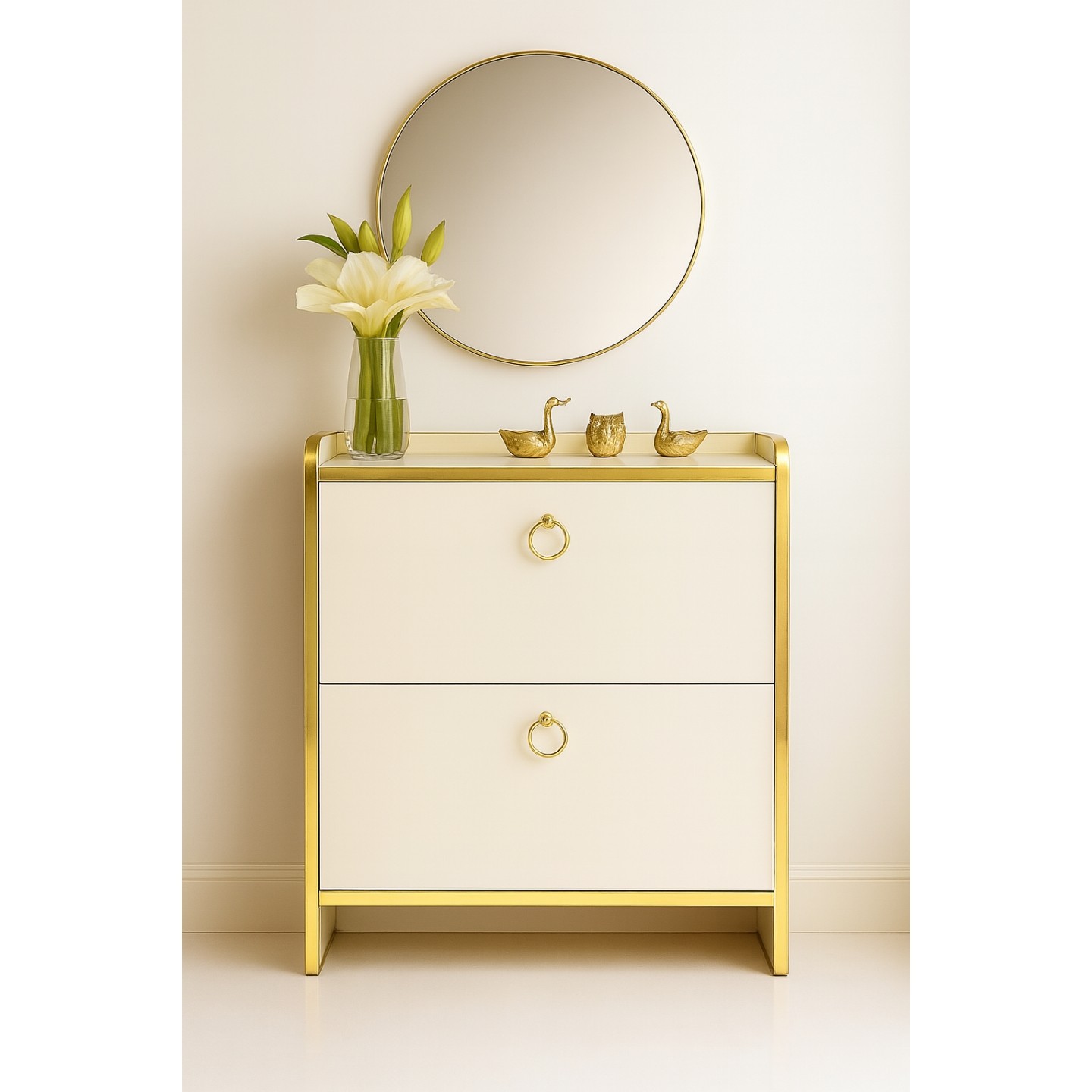 Modern Slim Shoe Cabinet with Mirror – Nesto