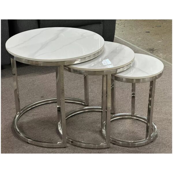 Chrome Frame Center or Side Tables – Glass or Marble Top - Image 21