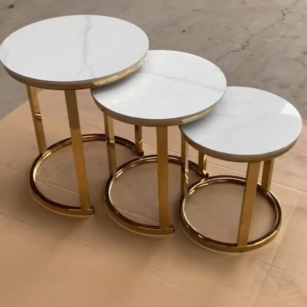 Chrome Frame Center or Side Tables – Glass or Marble Top - Image 19