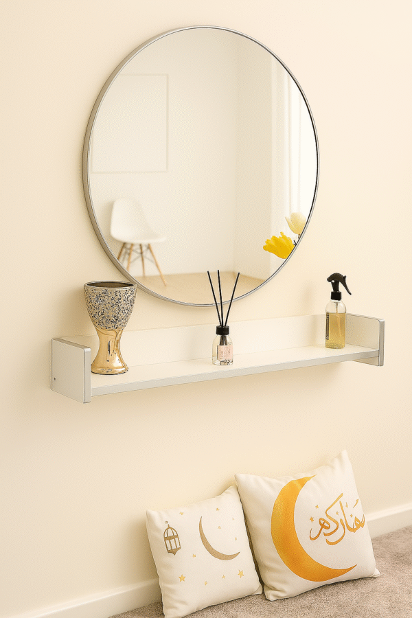 Mirror & Wall Shelf Set – White, Gold or Silver Frame - Image 2