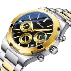 CHENXI CX-956 Luxury Men's Chronograph Watch – Stainless Steel, Luminous, Water-Resistant (Gold & Silver)